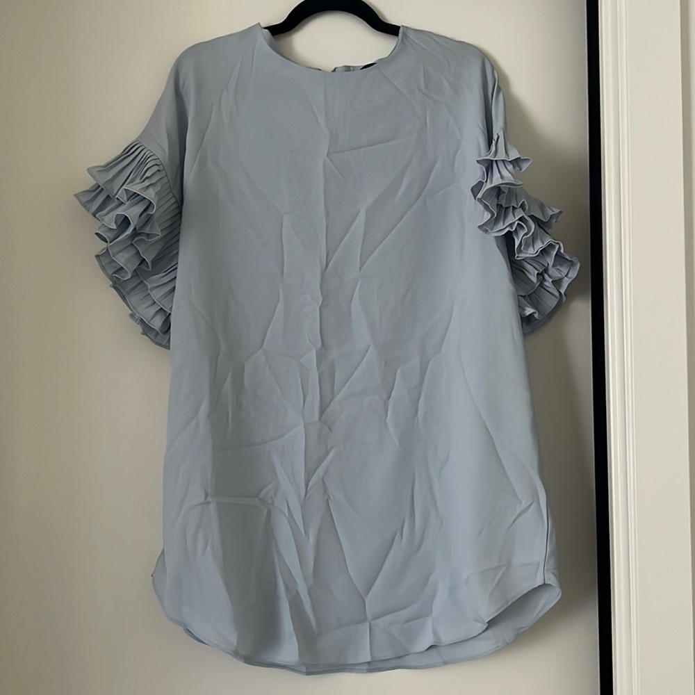 Akira blue pleated short sleeve dress